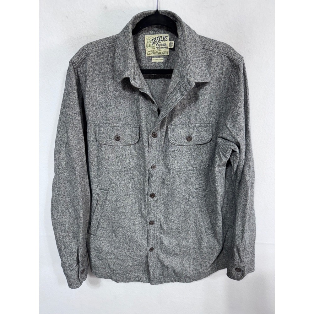 Grayers Mens XL Gray Flannel 100% Cotton Shirt Jacket Shacket Cold Weather Rated